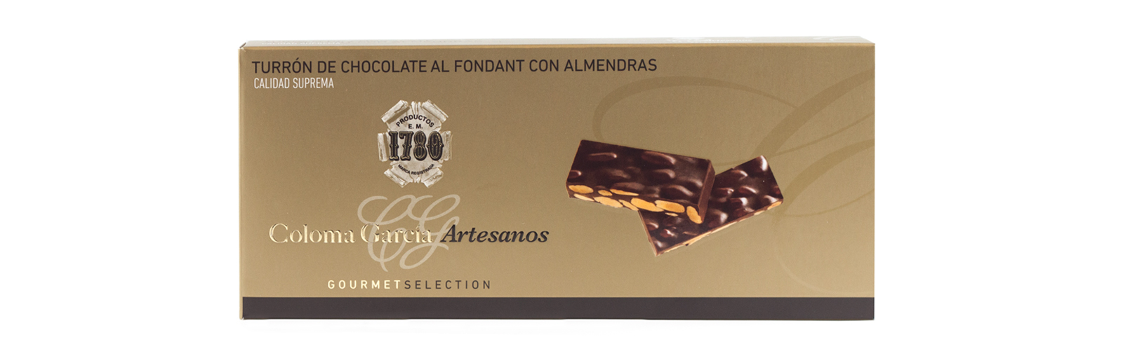 TURRÓN DE CHOCOLATE AL FONDANT CON ALMENDRAS GOURMET
